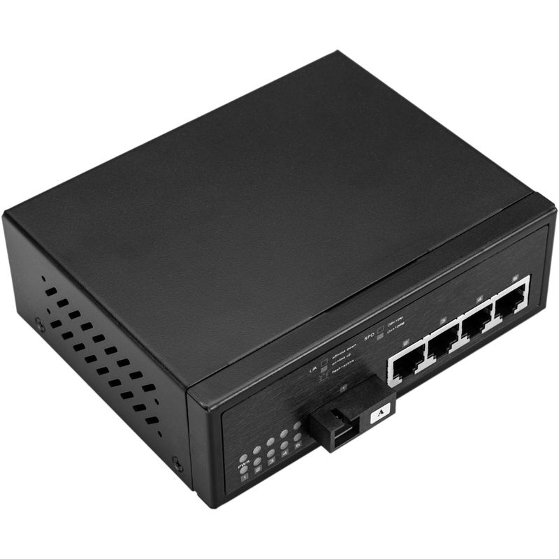 BeMatik - Conversor de fibra óptica 100Mbps monomodo 4xRJ45 SC 1310nm simplex 40km
