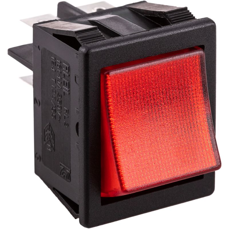 Interruptor basculante rojo luminoso DPST 4 pin carcasa negra - Bematik