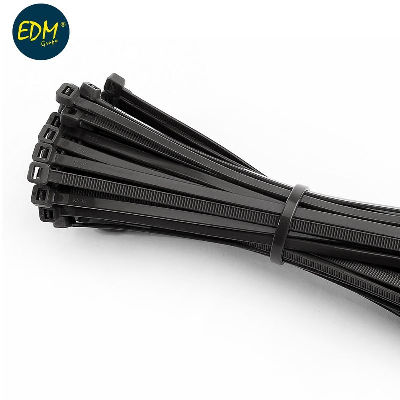 Bridas reutilizables negras 200x4,5mm (bolsa 100uni) - EDM
