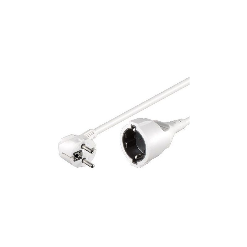 Cable de alimentacion alargador Schuko macho a hembra 5 M Blanco