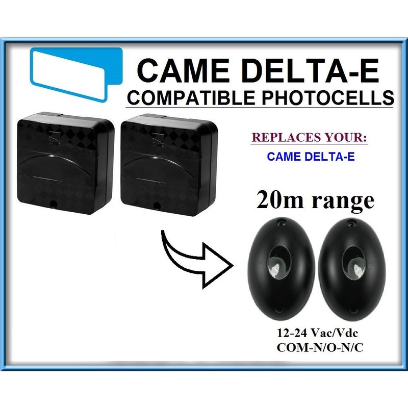Fotocélulas infrarrojas universales compatibles con Cam DELTA-E, 12-24V, N.C-COM-N.O. rango de operación 20m !!! - STUFFBOX