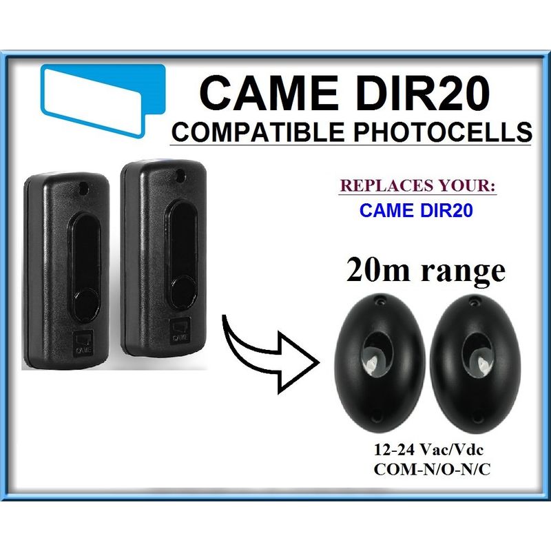 Fotocélulas infrarrojas universales compatibles con Came DIR20, 12-24V, N.C-COM-N.O. rango de operación 20m !!! - STUFFBOX