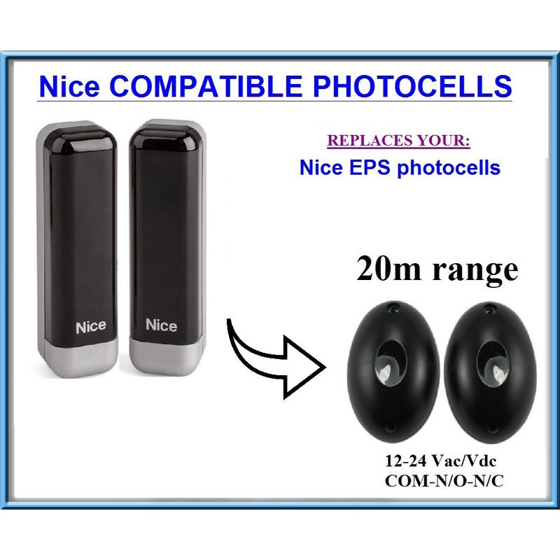 Fotocélulas infrarrojas universales compatibles con Nice EPS, 12-24V, N.C-COM-N.O. rango de operación 20m !!! - STUFFBOX