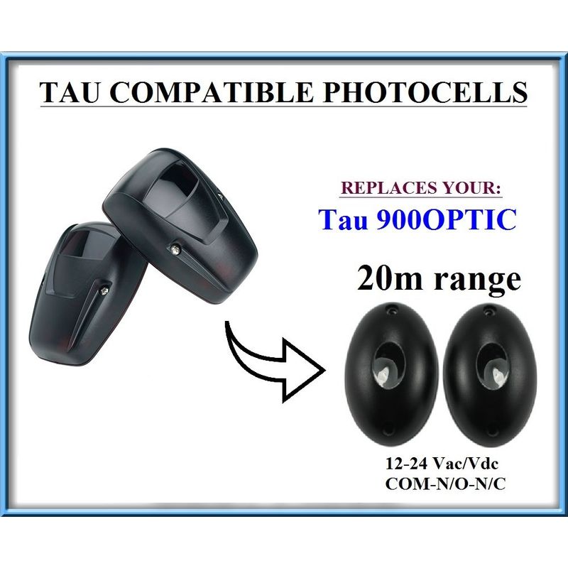 Fotocélulas infrarrojas universales compatibles con TAU 900OPTIC, 12-24V, N.C-COM-N.O. rango de operación 20m !!! - STUFFBOX