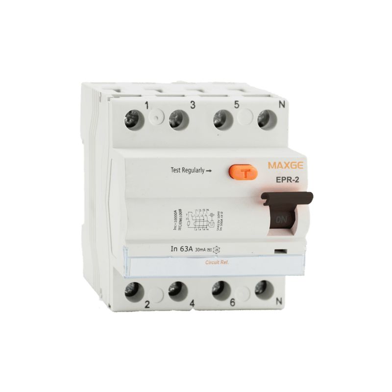 Maxge - Interruptor Diferencial Industrial 4P-30 mA-Clase AC-10 kA Blanco 25