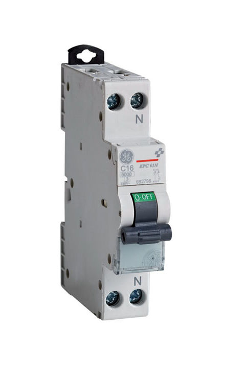 Interruptor Magnetotérmico 1P+N 10A curva C 6KA (1 modulo) General Electric 692794 EAN 5413656927945