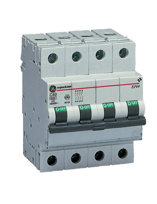 Interruptor Magnetotérmico 4P 25A curva B 6KA General Electric 672191 EAN 5413656721918