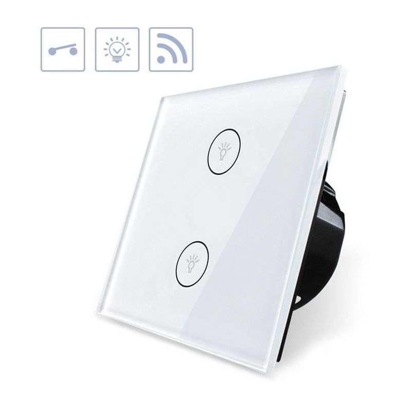 Interruptor táctil doble WiFI-Voz, blanco - LEDBOX