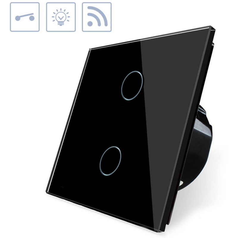 Interruptor táctil doble WiFI-Voz, negro - LEDBOX