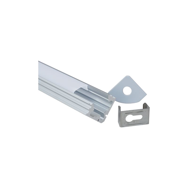 Perfil aluminio tira led de esquina 1 mts. - Difusor plano opal - V-TAC