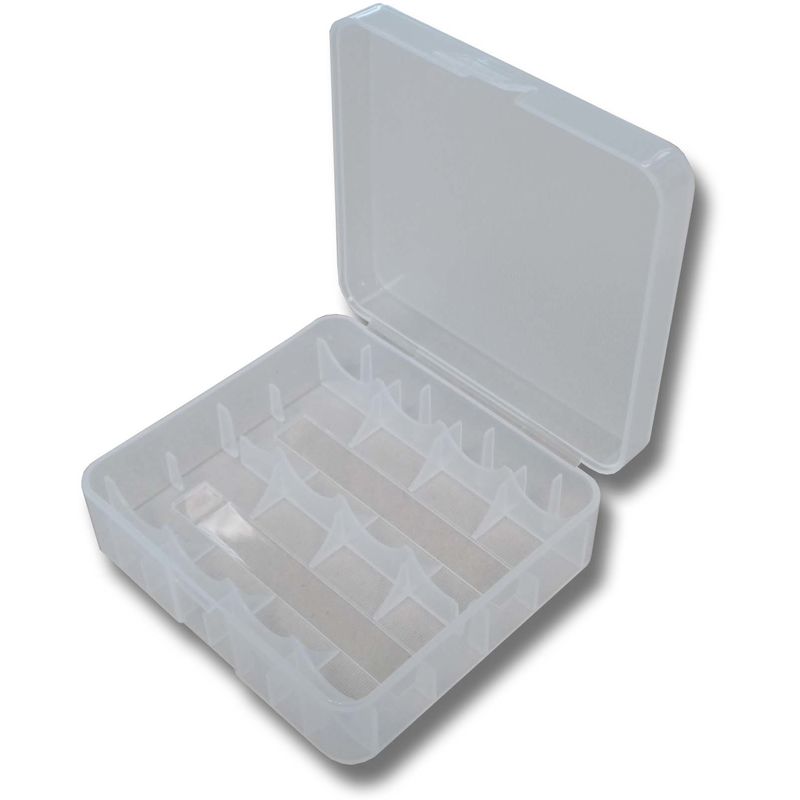 vhbw Caja de almacenamiento trasparente para 4 pilas 18650.