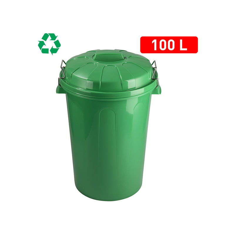 Cubo Basura Con Tapa 100 Litros Verde - LTD
