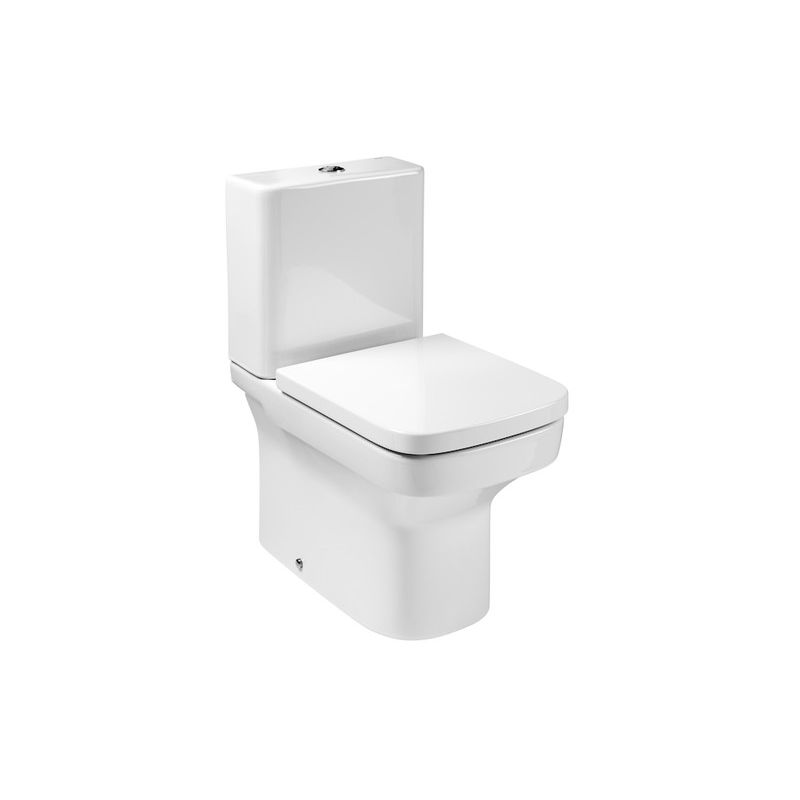 ROCA DAMA -Inodoro completo compacto adosado a pared con salida dual (incluye taza, cisterna de alimentación inferior y tapa amortiguada) - ROCA