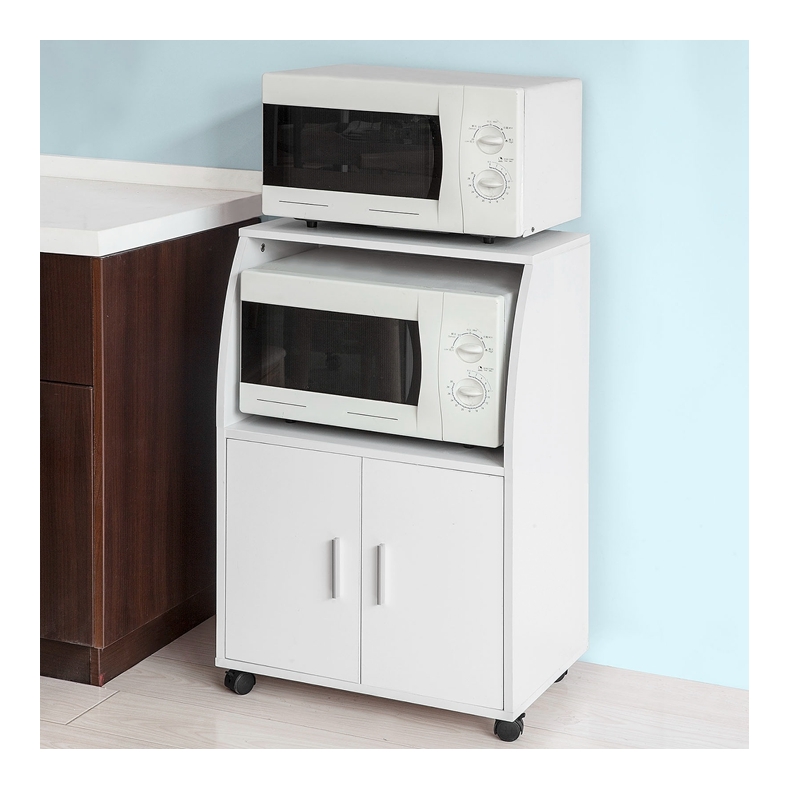 SoBuy®Aparador auxiliar bajo de cocina para microondas, con 2 puertas y 1 estante, L55 cm x P38 cm x H84 cm, FRG241-W