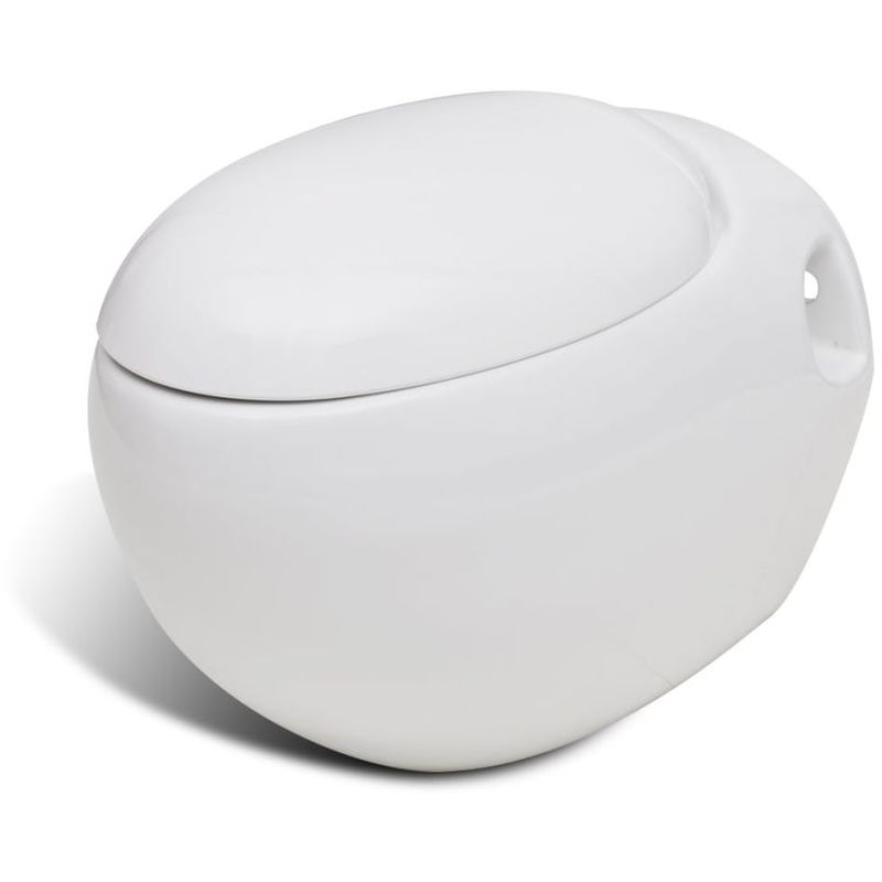 Vidaxl - Inodoro WC colgado en la pared diseño huevo blanco