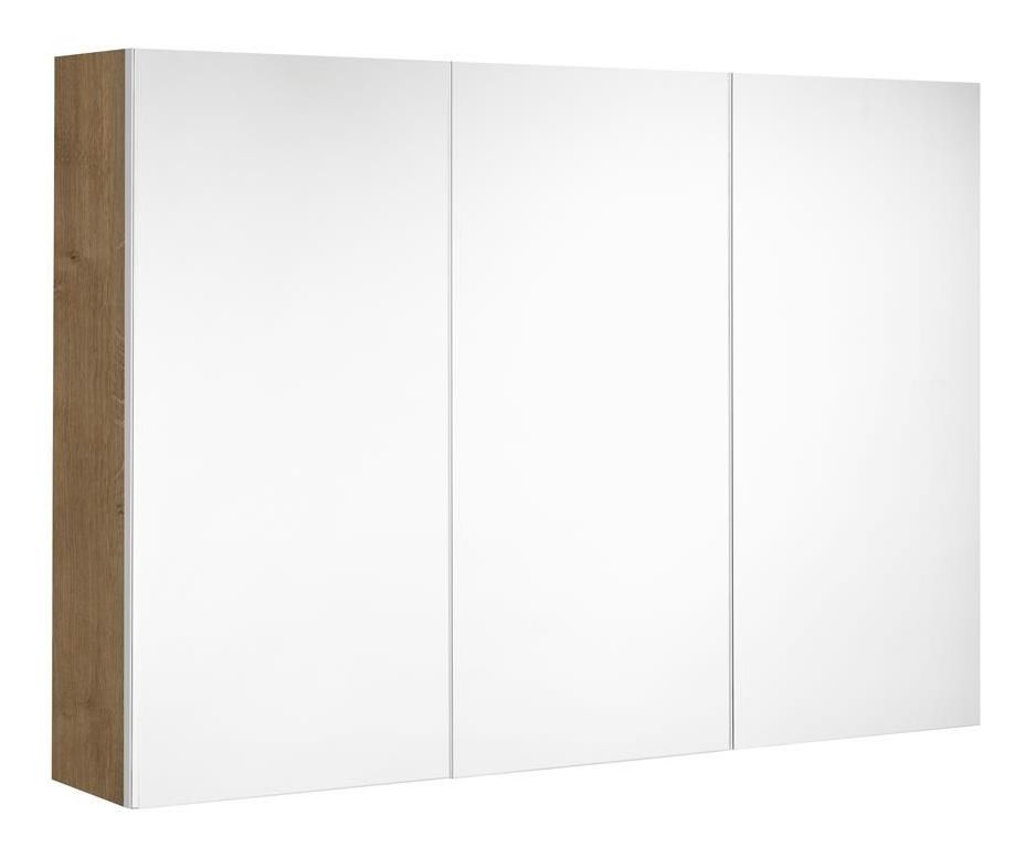 Allibert - Armario del cuarto de baño 100 cm 3 puertas 6 estantes color Roble Arlington - LOOK