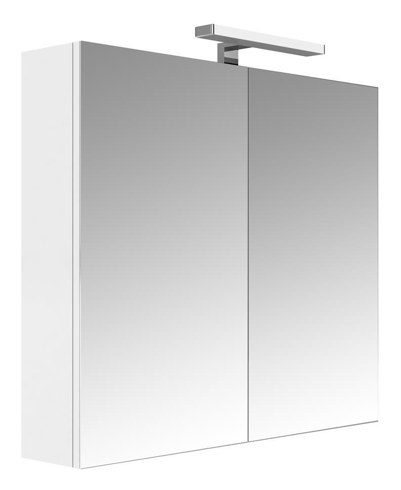 Armario de cuarto de baño 80 cm 2 puertas de espejo blanco brillante de enchufe UTE - JUNO - Allibert