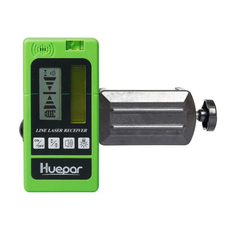 Detector láser para nivel láser de línea, receptor láser digital Huepar LR-5RG usado con láser de línea pulsante de hasta 50m, detección de rayos