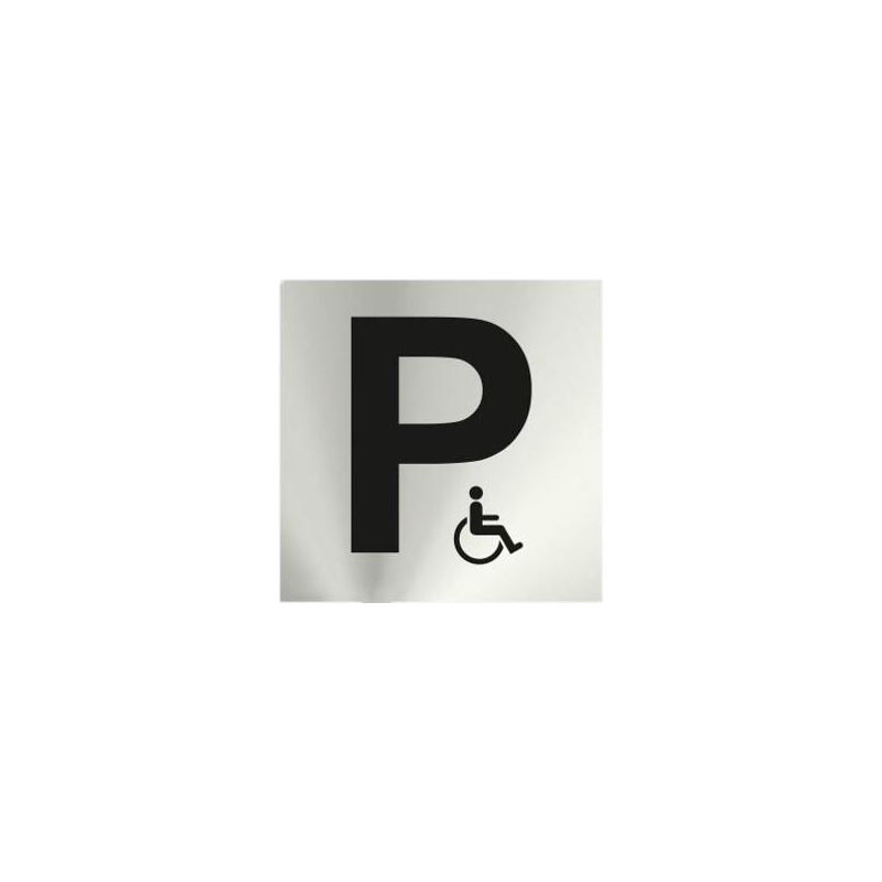 Sekureco - Informativa Parking Minusválidos Acero Inox. Adhesivo 0,8mm 120x120mm