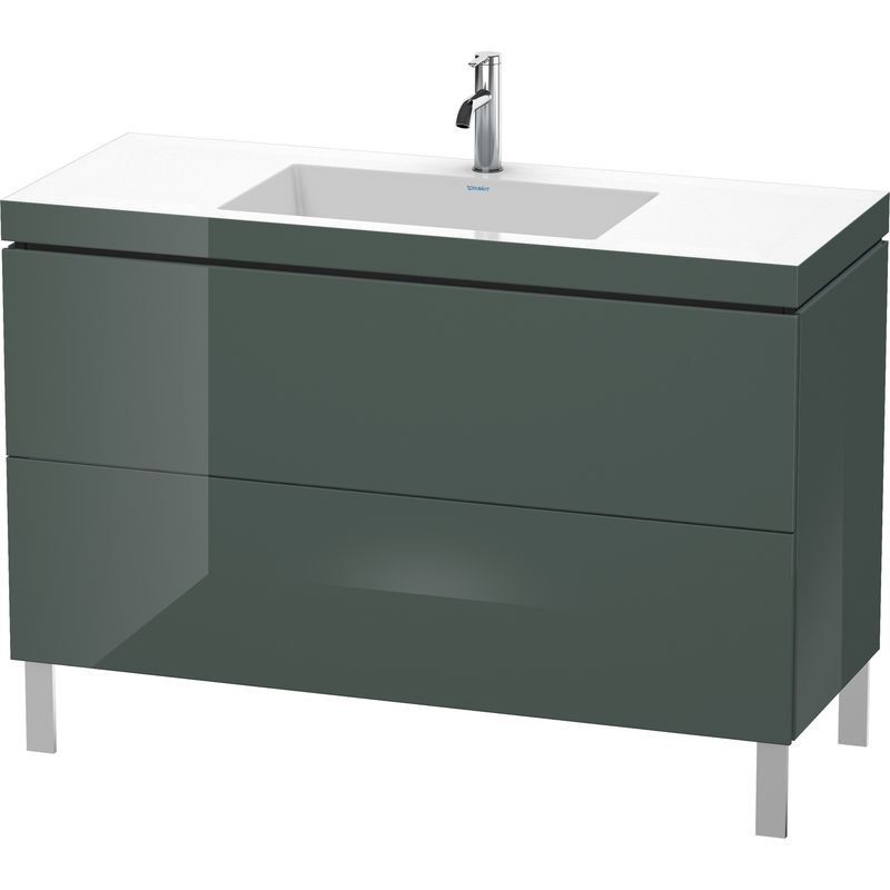 Lavabo para muebles Duravit L-Cube c-bonded con base de pie, 120x48 cm, 2 extraíbles, sin rebosadero, 1 agujero para grifo, color: Laca de alto