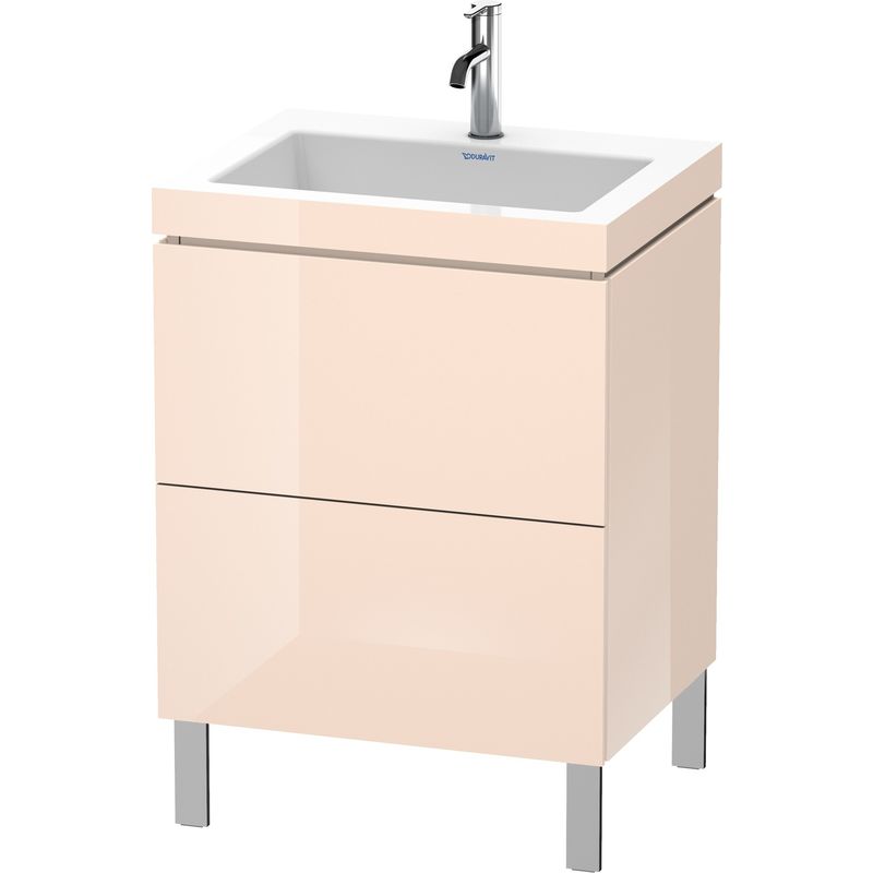 Lavabo para muebles Duravit L-Cube c-bonded con base de pie, 60x48 cm, 2 extraíbles, sin rebosadero, 1 agujero para grifo, color: Perla de