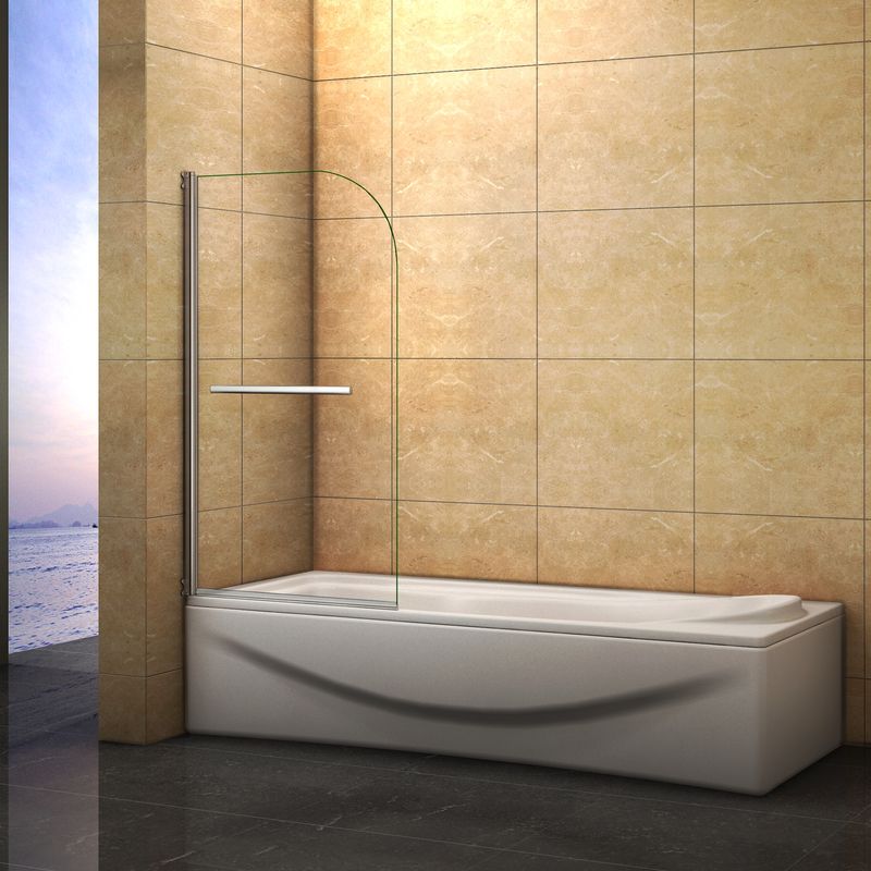 Mampara de bañera Abatible de 1 Hoja 180 grados con Toallero 80x140cm