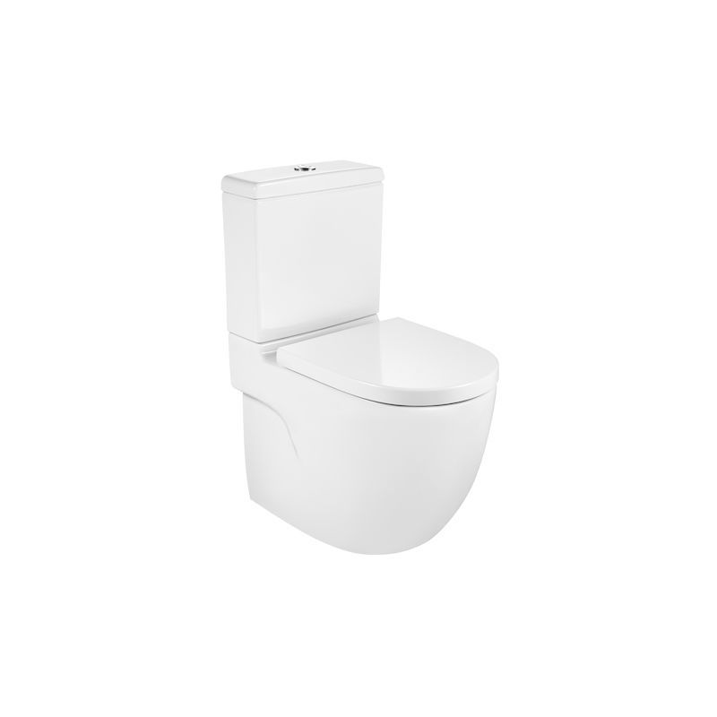 Taza (sin cisterna/asiento) para inodoro de porcelana compacto con salida dual adosado a pared - Serie Meridian , Color Blanco - Roca