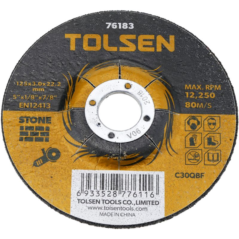 Disco de cortar de amoladora para piedra 125 x 3 x 22.2 mm - Tolsen