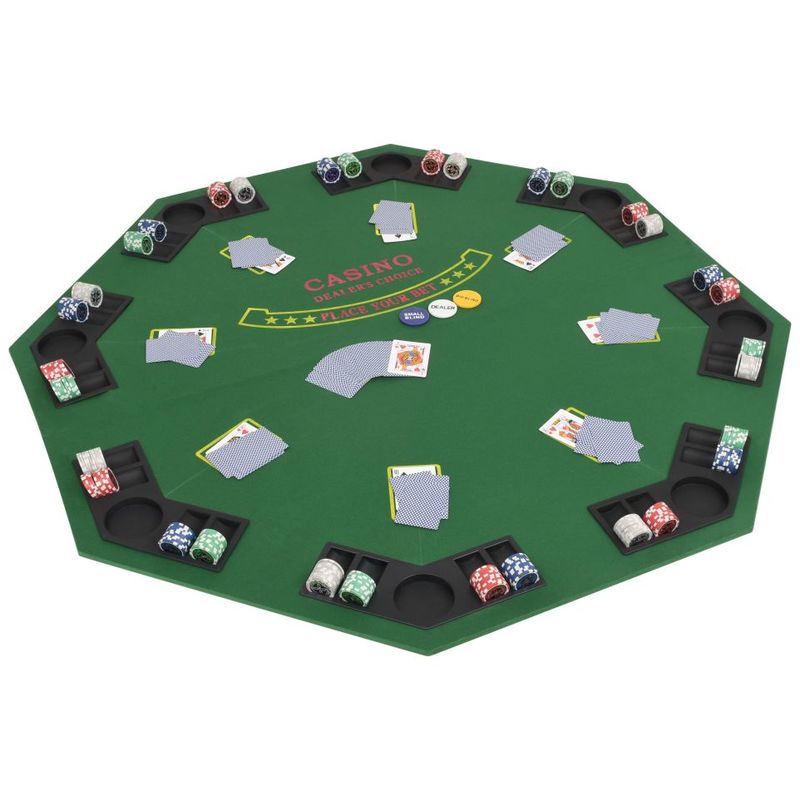 Hommoo Tablero de póker plegable en 2 para 8 jugadores octogonal verde
