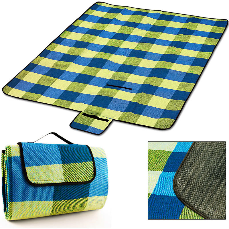 Manta Picnic impermeable 200 x 200cm para camping playa jardín plegable ligero alfombras Azul claro/Amarillo - Azul claro/Amarillo - Deuba