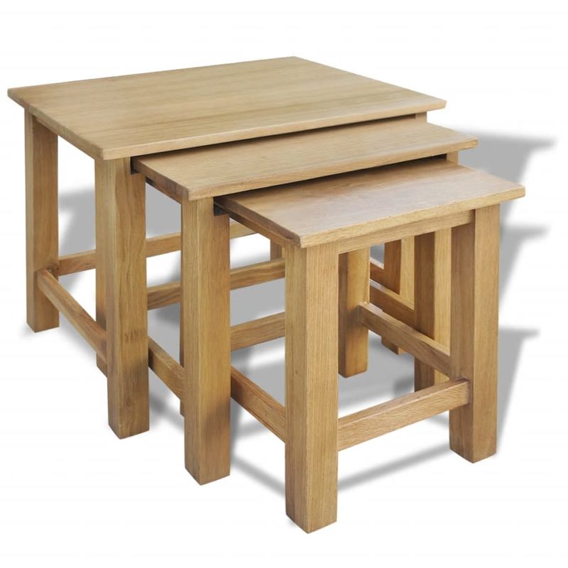 Mesas apilables 3 unidades madera maciza de roble - VIDAXL