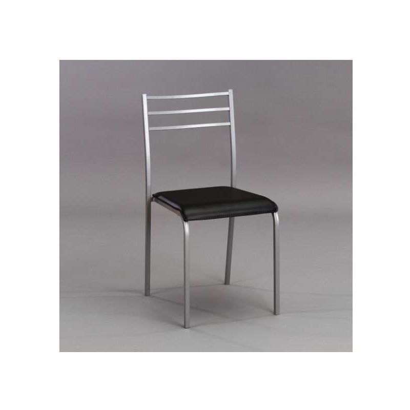 Pack de 2 sillas Alfa para cocina con tapizado y estructura en varios colores Color Negro patas Blancas - KITCLOSET