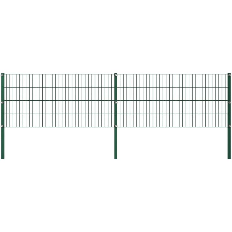 Panel de valla con postes hierro verde 3,4x0,8 m - Hommoo