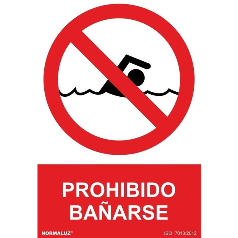 Sekureco - Señal Prohibido Bañarse Con Tintas UV  ADHESIVOS DE VINILO - 100 x 150 mm
