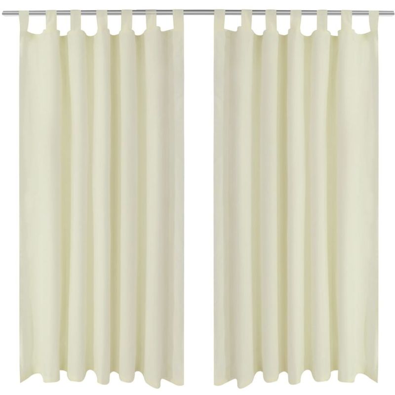 2 cortinas micro-satinadas con trabillas 140 x 175 cm - HOMMOO