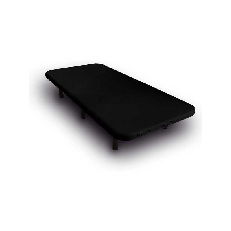 Base Tapizada modelo Drago con Sistema Antiruido 3D Negro medida 90 x 220 cm con 6 patas de 27 cm y 5 barras transversales