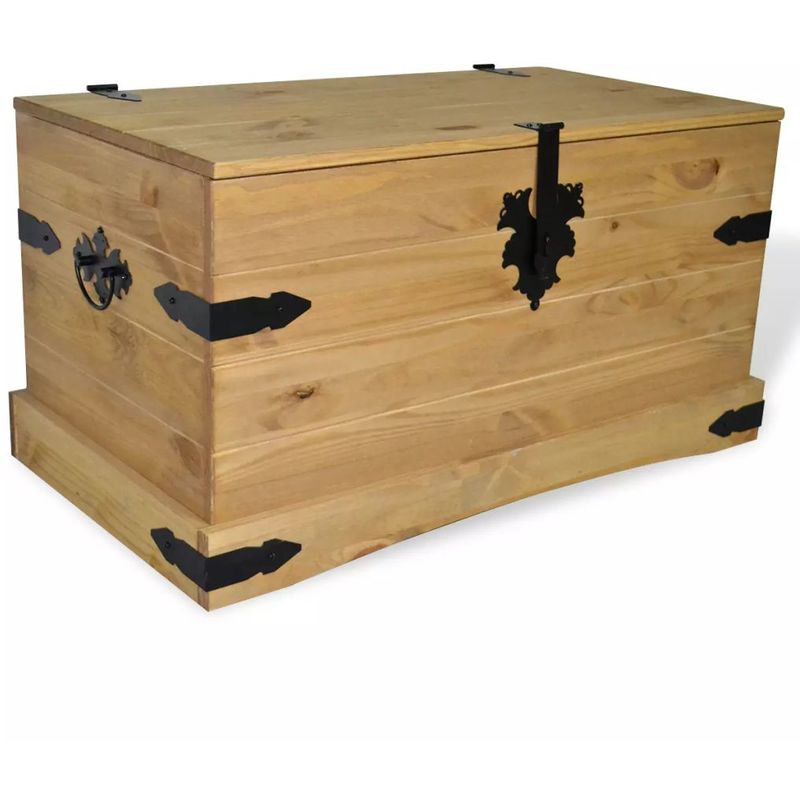 Baúl de almacenaje de madera de pino mejicana Corona Range 91x49,5x47 cm - VIDAXL