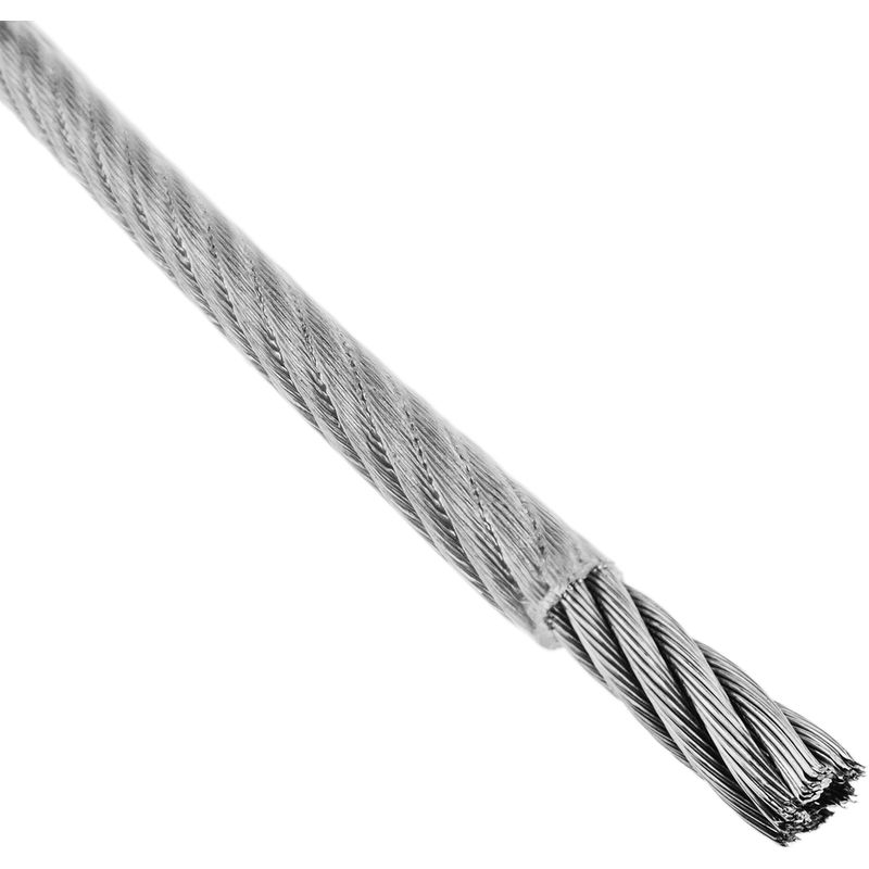 Cable de acero inoxidable de 6,0 mm. Bobina de 10 m. Recubierto de plástico transparente - Bematik