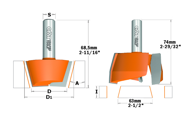 Cmt Orange Tool - 981.541.11 JUEGO DE 2 FRESAS PARA PERNIOS HW S=12 D=47.6/63X20 DX