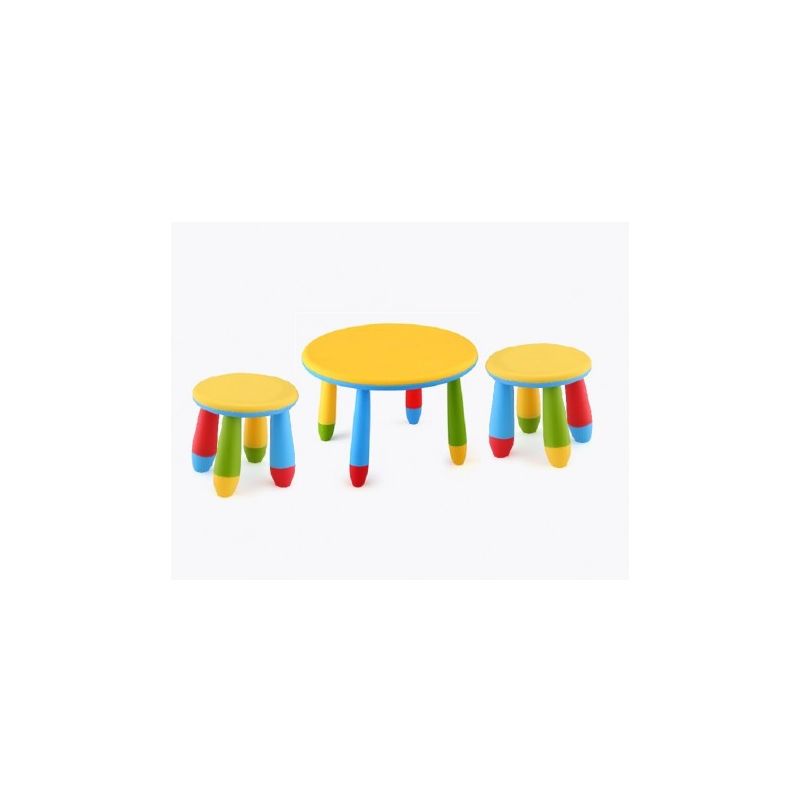 Conjunto mesas y 2 silla alta o taburetes para pequeños redonda cpu2003008-DESKandSIT- mesa con 2 sillas mesa con 2 sillas amarillo 2005 - ARANAZ