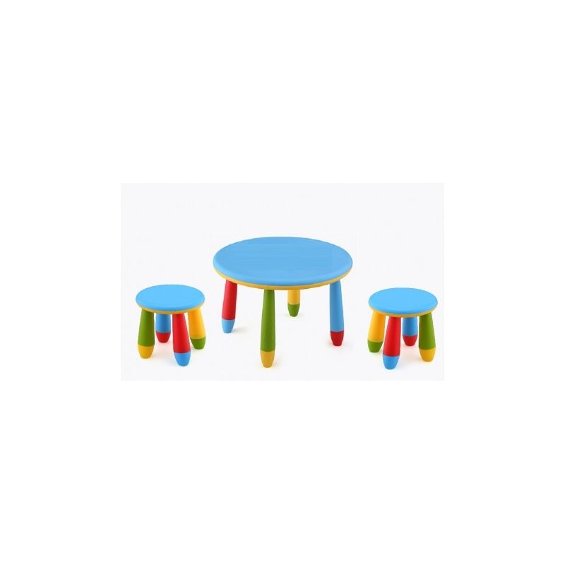 Conjunto mesas y 2 silla alta o taburetes para pequeños redonda cpu2003008-DESKandSIT- mesa con 2 sillas mesa con 2 sillas azul 2005 - ARANAZ