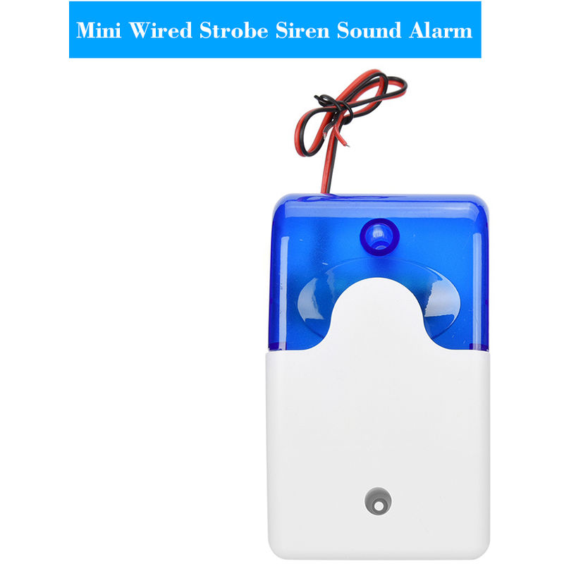Mini alarma atado con alambre del estroboscopico de sonido de la sirena del estroboscopico de luz roja intermitente sonido de la sirena de alarma de