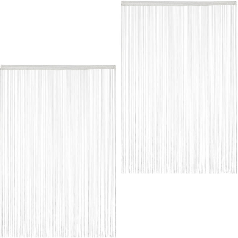 Relaxdays - Set de dos cortinas de hilos, Para cortar, Con pasador, Para puertas y ventanas, 145x245 cm, Blanca