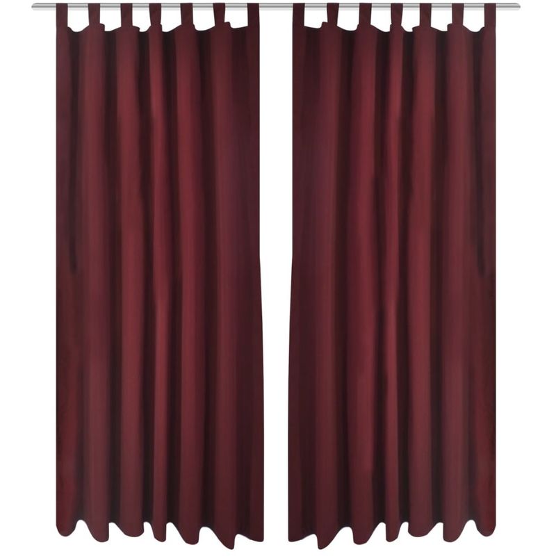 2 cortinas micro-satinadas con trabillas color burdeos, 140 x 225 cm - VIDAXL
