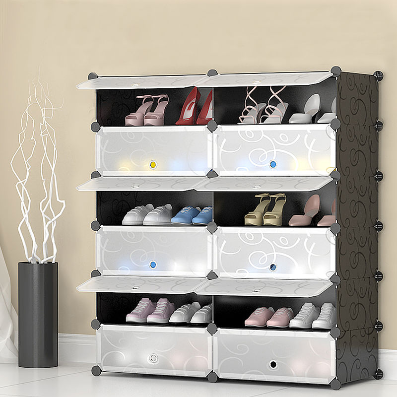 Armario Modular Plástico organizador de Zapatos con 12 Cubos Compartimientos Montaje en Bricolaje 90x36x105cm