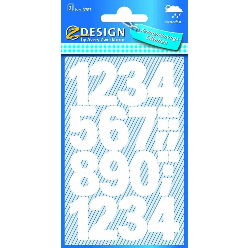 AVERY Zweckform 3787 números poliéster autoadhesivo 2 hojas