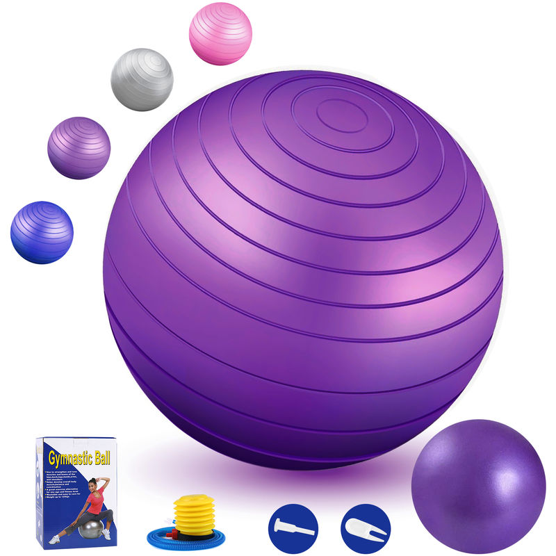 bola de yoga a prueba de explosion bola de equilibrio de fitness, de color caqui, 2 piezas, 85 cm + 25CM - TOMSHOO