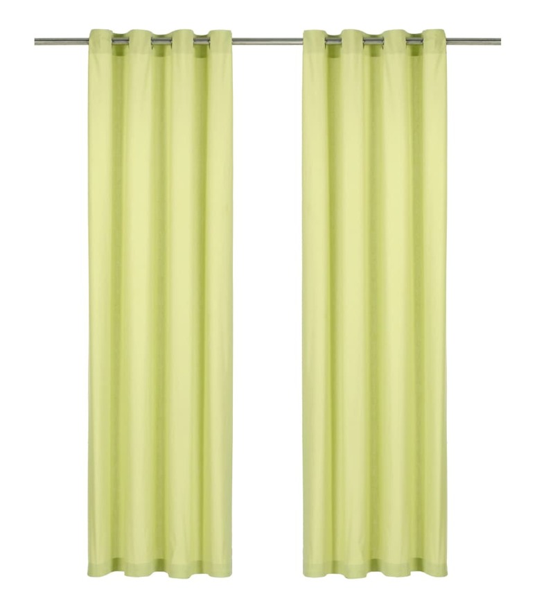 Cortinas con anillas de metal 2 uds algodon verde 140x225 cm - ASUPERMALL