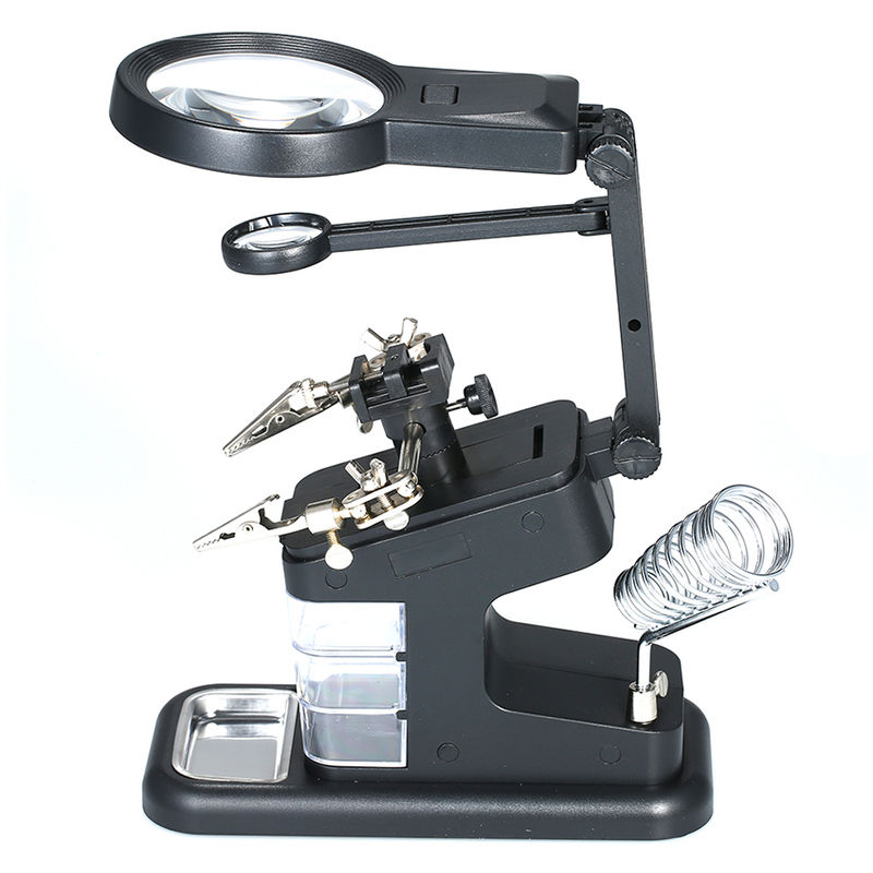 KKmoon, lupa de soldadura, 3X / 4.5X / 25X, lupa de escritorio con luz LED,Negro