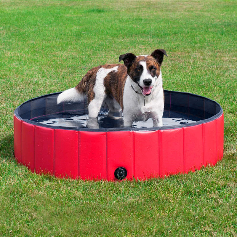 OOBEST® bañera para perros, piscina para perros piscina infantil para niños y perros, bañera para perros plegable 120x30cm Rojo